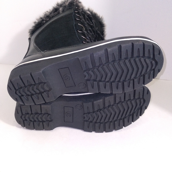 C9 by Champion Black Leather & Suede Faux Fur Trimmed Snow Boots- Size 7 NWOT - Picture 9 of 12